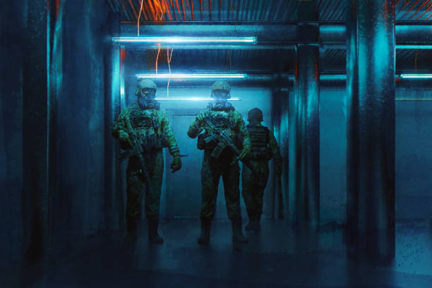 istock Army soldiers in underground bunker 1394300422