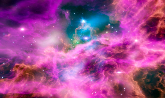 Distant nebula in far away galaxy. This is entirely 3D generated image. Not a single pixel was derived from any of the space agency images available online. CGI made from scratch by contributor.