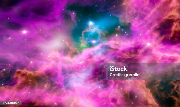 Distant Nebula In Far Away Galaxy Stock Photo - Download Image Now - Galaxy, Fantasy, Backgrounds