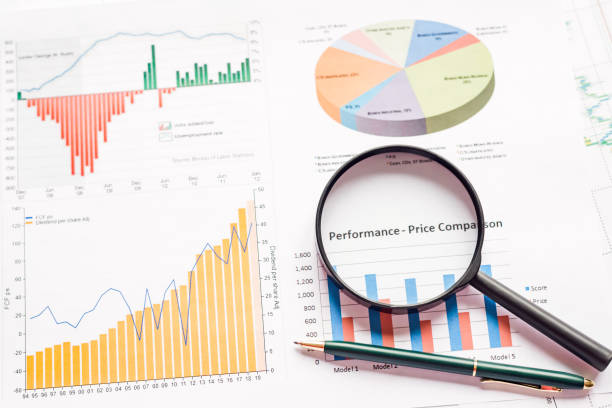 istock Analysing financial data with a magnifying glass 1394308876