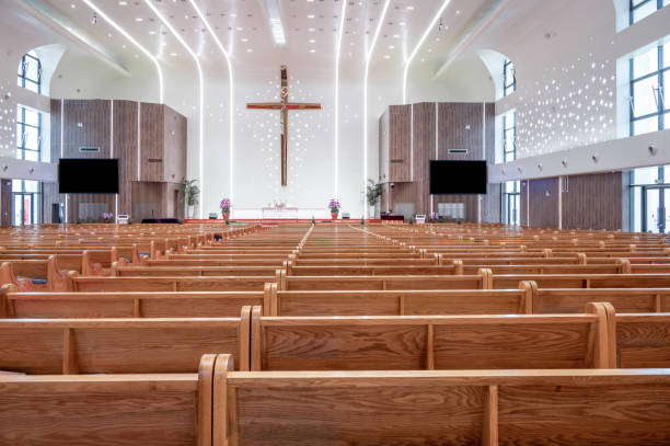istock The scene inside the bright Church 1394310812