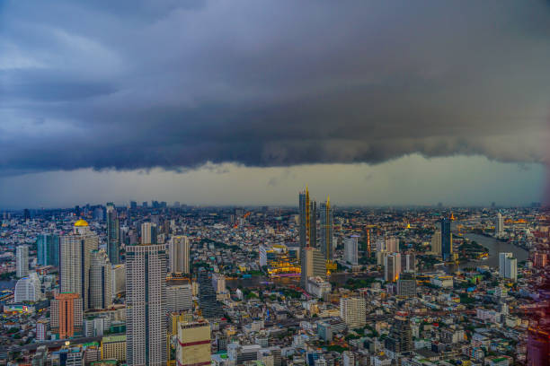 istock Cloudy sky and Bangkok city (Thailand) 1394310825