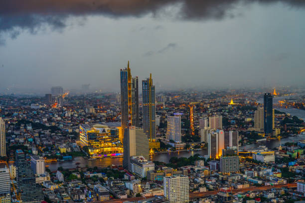 istock Cloudy sky and Bangkok city (Thailand) 1394310835