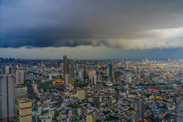 istock Cloudy sky and Bangkok city (Thailand) 1394310854