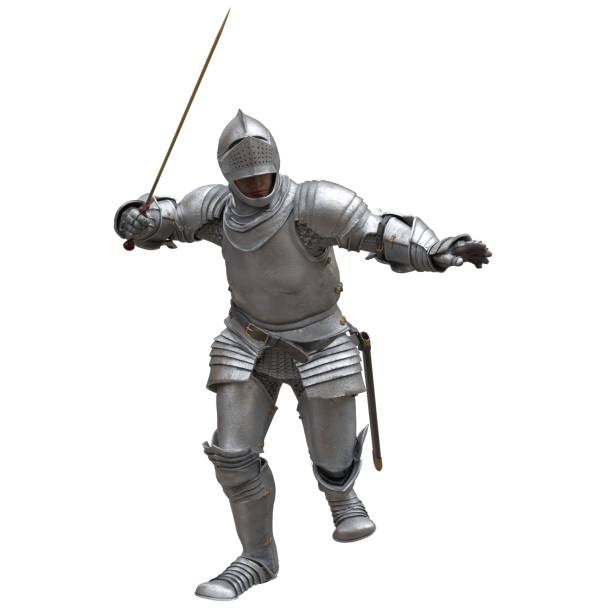 istock Medieval knight in armor isolated white background 3d illustration 1394318441