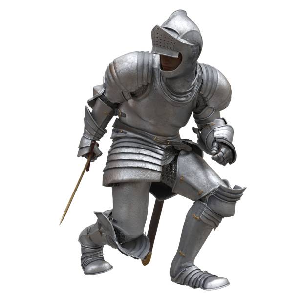 istock Medieval knight in armor isolated white background 3d illustration 1394318443