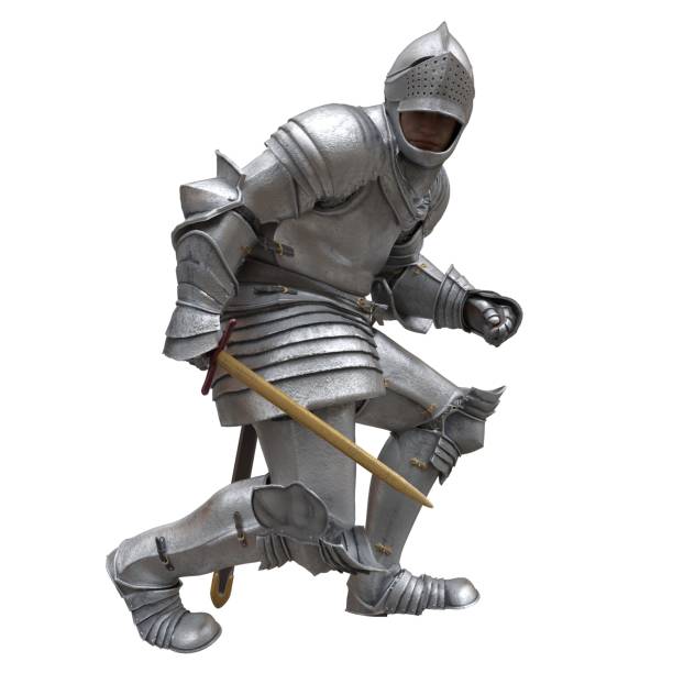 istock Medieval knight in armor isolated white background 3d illustration 1394318446