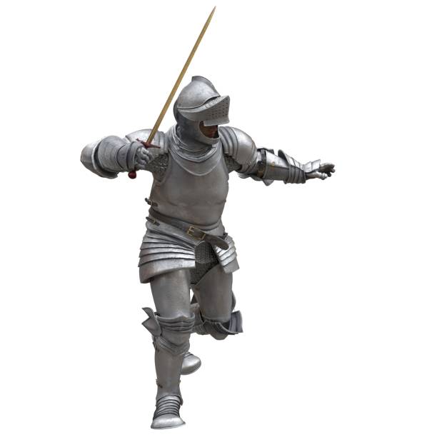 istock Medieval knight in armor isolated white background 3d illustration 1394318453