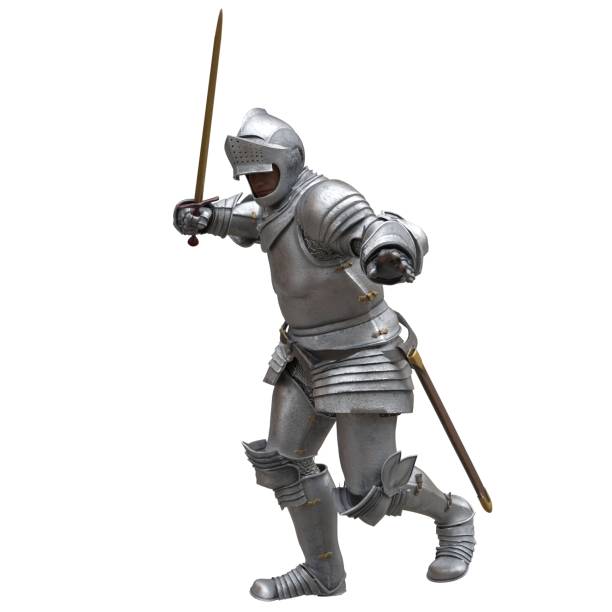 istock Medieval knight in armor isolated white background 3d illustration 1394318456