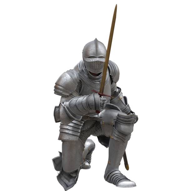 istock Medieval knight in armor isolated white background 3d illustration 1394318458