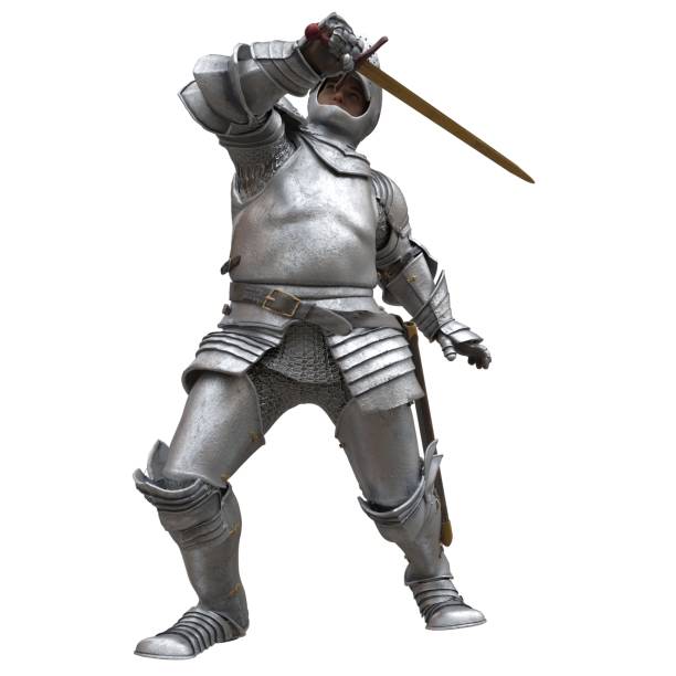istock Medieval knight in armor isolated white background 3d illustration 1394318467