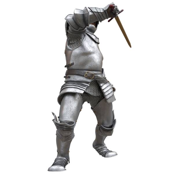 istock Medieval knight in armor isolated white background 3d illustration 1394318469