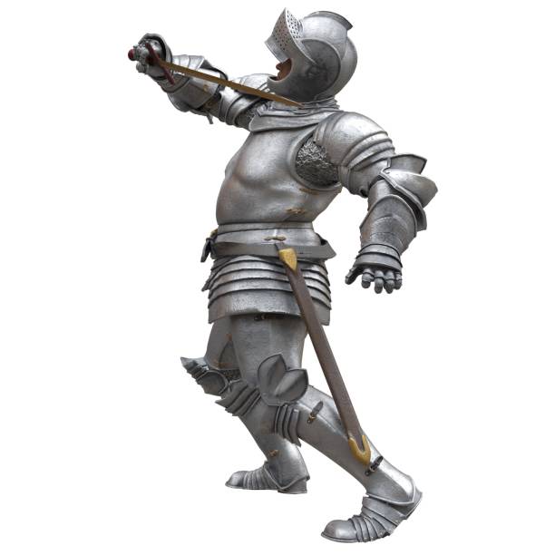 istock Medieval knight in armor isolated white background 3d illustration 1394318479