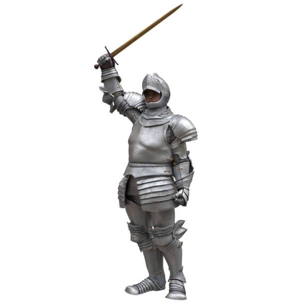 istock Medieval knight in armor isolated white background 3d illustration 1394318526