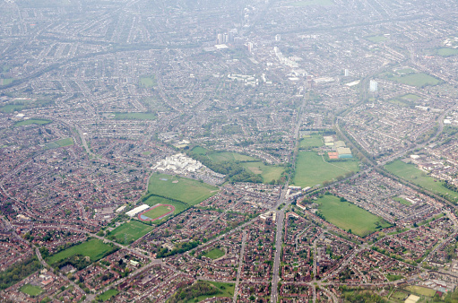 Aerial View of Empty Green Soccer Football Pitch