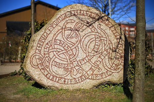 January photo with runestone (Arkils Tingstad, Uppland, Sweden)