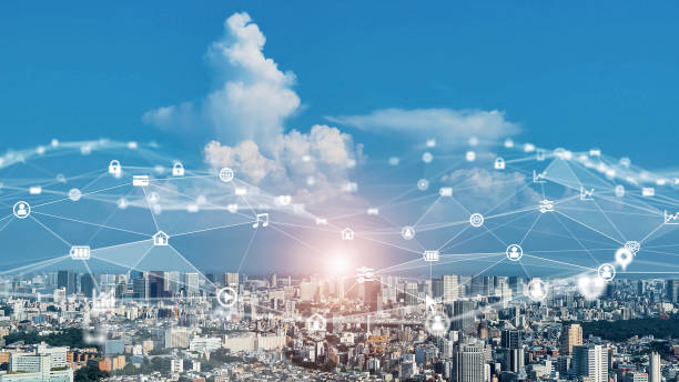 istock Smart city and communication network concept. 5G. IoT (Internet of Things). Telecommunication. 1394352246