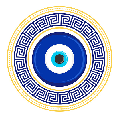 Evil eye amulet. Blue oriental talisman. Turkish and Greek symbol of protection. Glass nazar vector illustration