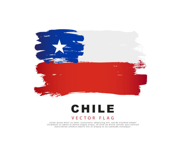 Chile flag. Blue, white and red brush strokes, hand drawn. Vector illustration isolated on white background. Chile flag. Blue, white and red brush strokes, hand drawn. Vector illustration isolated on white background. Colorful Chilean flag logo. flag of chile stock illustrations