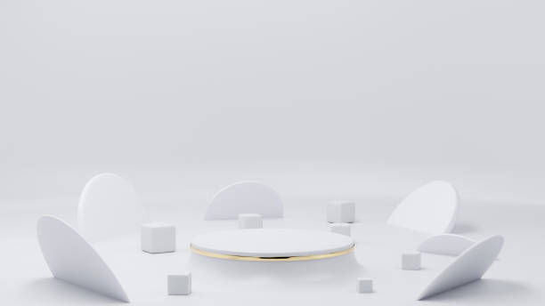 istock Abstract background white Podium for product display presentation. 3D illustration. 1394354290