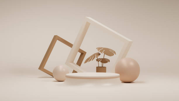 istock Minimal Peach skin tone podium display background. 3D illustration. 1394354357