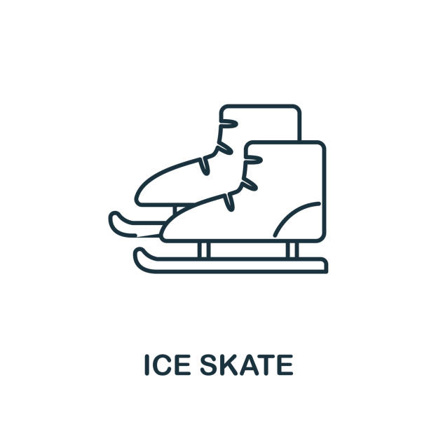 ilustraciones, imágenes clip art, dibujos animados e iconos de stock de icono de ice skate de la colección de invierno. elemento de línea simple ice skate para plantillas, diseño web e infografías - ice hockey silhouette celebration ice skating