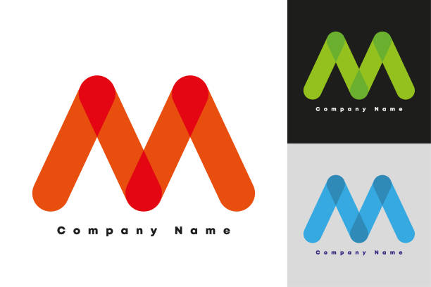 다채로운 편지 m 벡터 로고 디자인 - letter m typescript sign design element stock illustrations