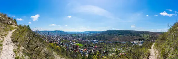 Panoramic view at Jena on a sunny day in early Spring