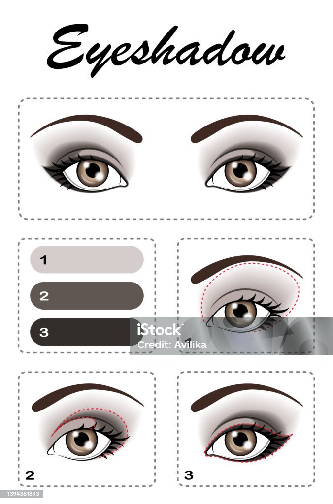  Ilustración de Maquillaje De Ojos Paso A Paso Se Aplica La Sombra De Ojos Color De Ojos Marrón Claro y más Vectores Libres de Derechos de Maquillaje