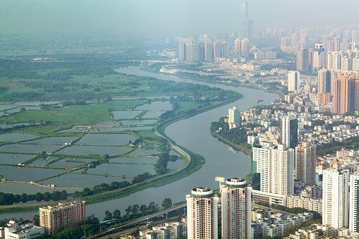 Sham Chun River / Shum Chum River / Shenzhen River (深圳河) separating Mainland China from Hong Kong as a natural border