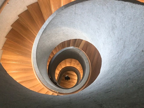 Looking down Spiral Staircase leading down in Hongkong