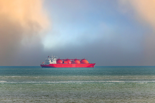 LNG tanker off the port of Dunkirk, France