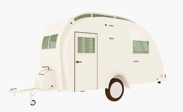 istock Vintage camper caravan isolated on white background 1394366728