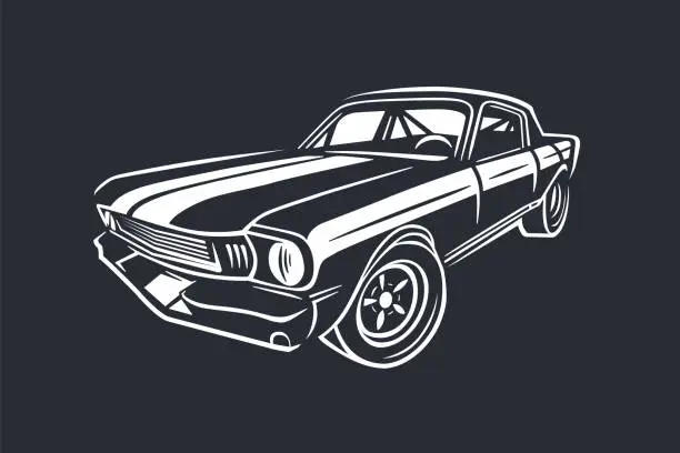 Vector illustration of Car emblem. Custom racing.