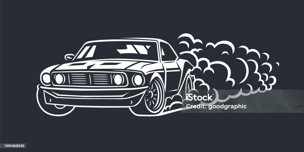 Roda Berasap Ilustrasi Mobil Sport Drift Ilustrasi Stok - Unduh Gambar