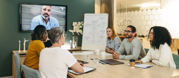 istock Multicultural businesspeople having a video conference in an office 1394371925