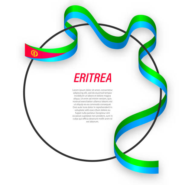 원 프레임에 에리트레아의 리본 깃발을 흔들고 있습니다. 독립 기념일 포스터 템플릿 - state of eritrea stock illustrations