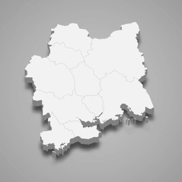 istock 3d isometric map of Vastmanland is a county of Sweden, 1394373069