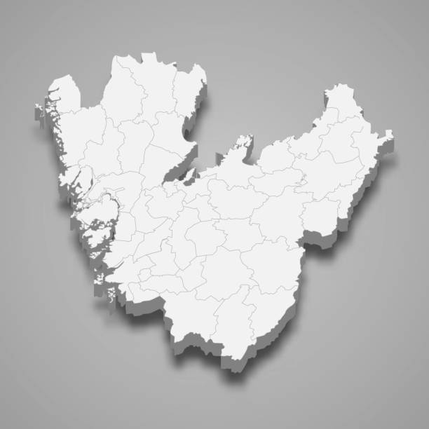 kuvapankkikuvitukset aiheesta vastra gotalandin 3d-isometrinen kartta on ruotsin lääni, - västra götaland county