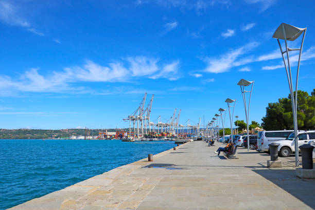 Koper, Slovenia, September 26, 2019: Embankment in Koper on a sunny day