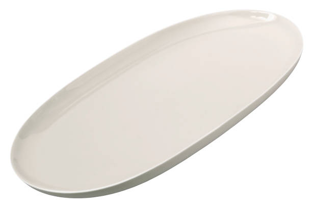 White Oblong Porcelain Tray Isolated On White Background
