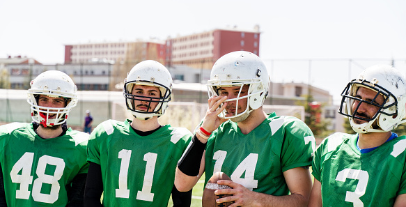 American football team mates are ready to put up some points