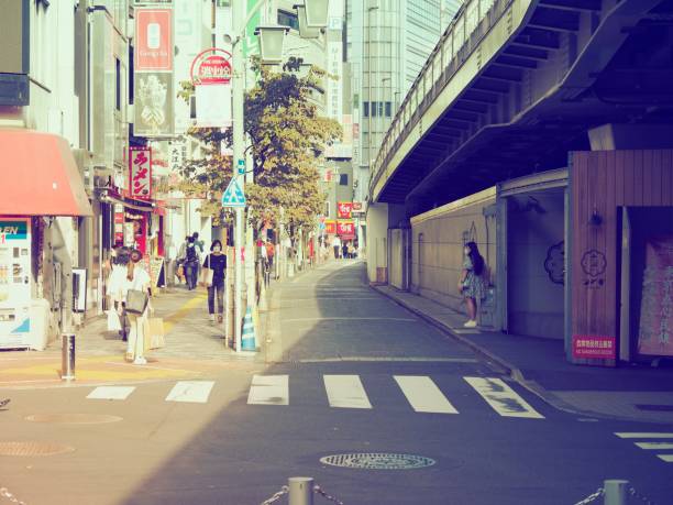 Tokyo,Japan. October 2021:A state of the alley in the downtown area in front of Shinjuku Station, which is one of the most crowded in Japan.