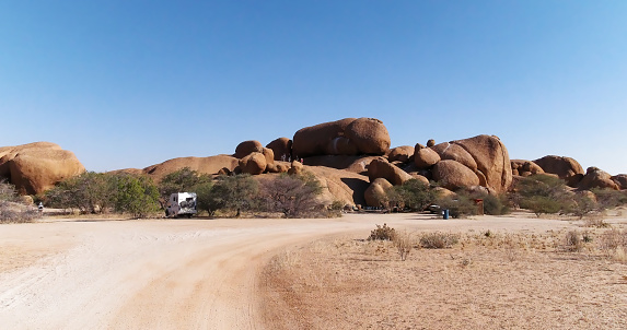 View of the desert road at Spitzkoppe, Namibia