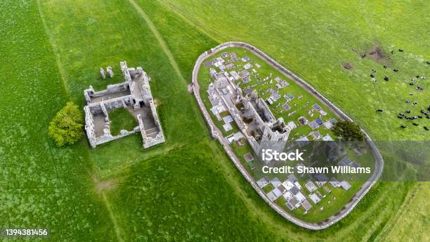 Aerail Of Slane Abbey Ruins 3 Stock Photo - Download Image Now - Aerial View, Arch - Architectural Feature, Architecture
