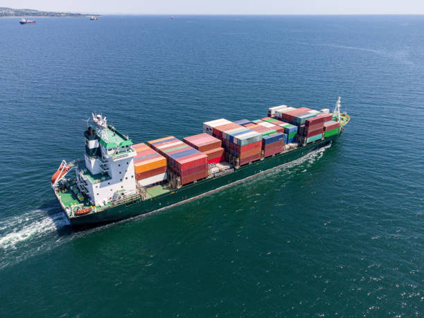 istock Aerial top view container ship, shipping or transportation concept background. 1394382951