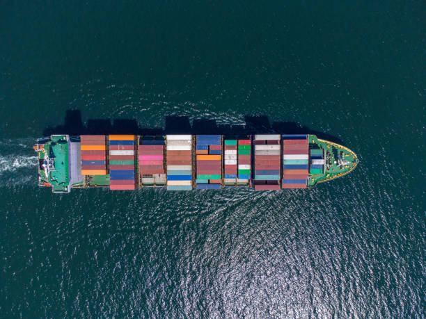 istock Aerial top view container ship, shipping or transportation concept background. 1394382953