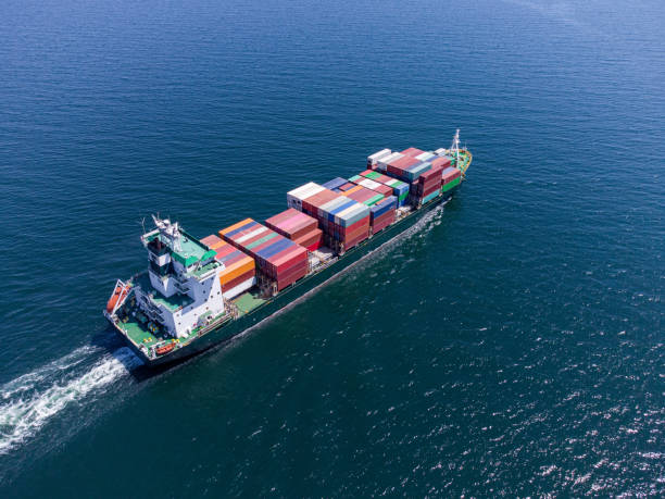 istock Aerial top view container ship, shipping or transportation concept background. 1394382954