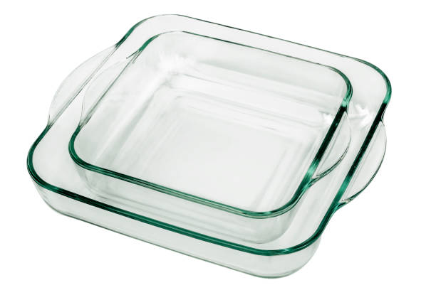 istock Two Congruent Superimposed Rounded Square Glass Baking Pans With Curved Handles Isolated On White Background 1394385353