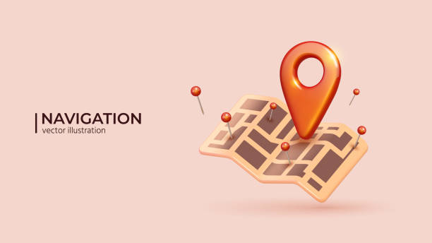 Red Locator mark on map and location pin or GPS navigation icon sign. vector art illustration